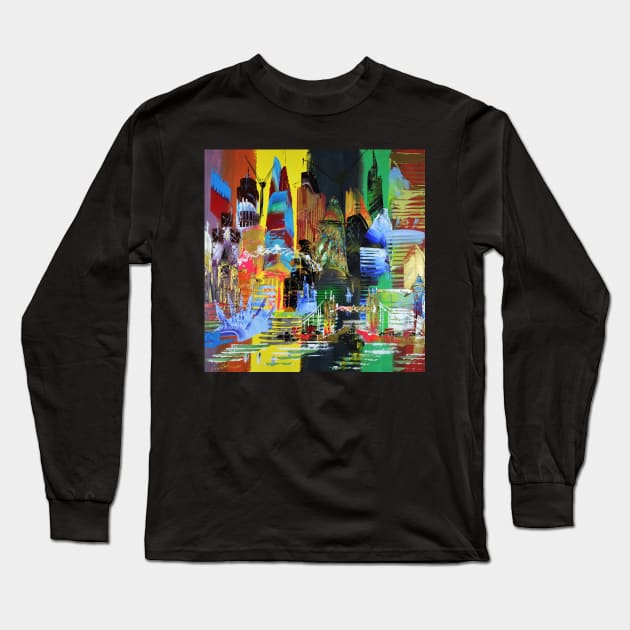 City of London Abstract Painting 845 Long Sleeve T-Shirt by artsale